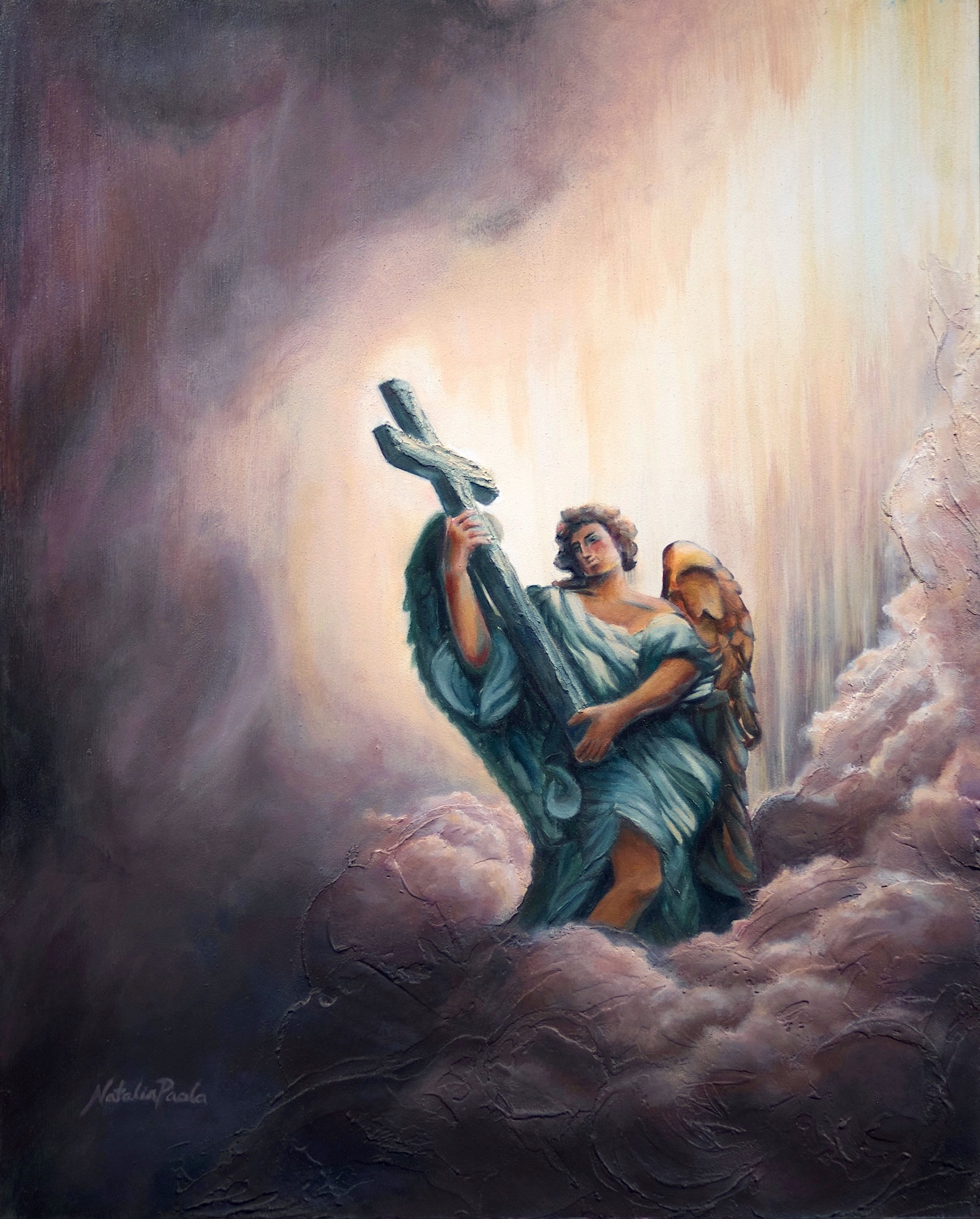 DSCF8542_Original angel with cross original painting majestic